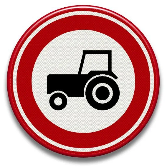 Placuta reflectorizanta Accesul interzis tractoarelor și mașinilor autopropulsate pentru lucrări