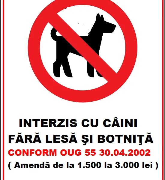 Placuta interzis cu caini fara lesa si botnita