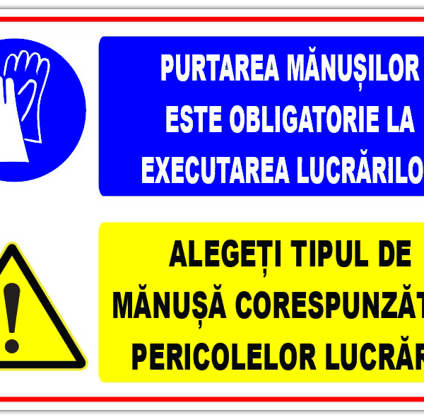 Panou pentru purtarea manusilor de protectie pentru executarea lucrarilor