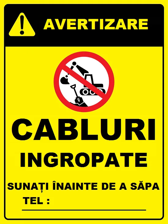 Placuta de avertizare pentru cabluri ingropate