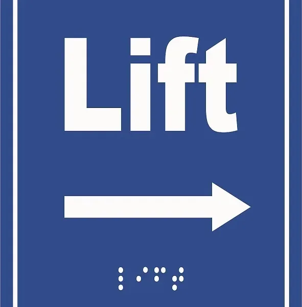 Plăcuțe Braille - Lift cu săgeată în dreapta pentru persoane nevăzătoare