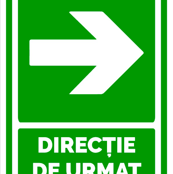 Semn de directie cu sageata de evacuare in dreapta