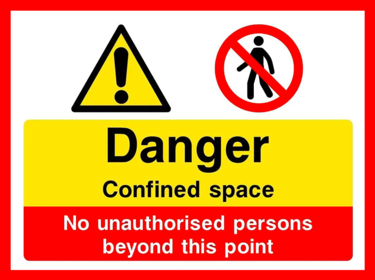 Sign danger confined space no unauthorised persons beyond this point