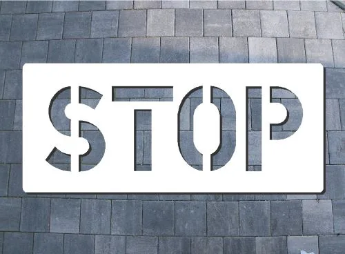 Șablon pentru Inscripția STOP pe Asfalt, Beton și Pavaj