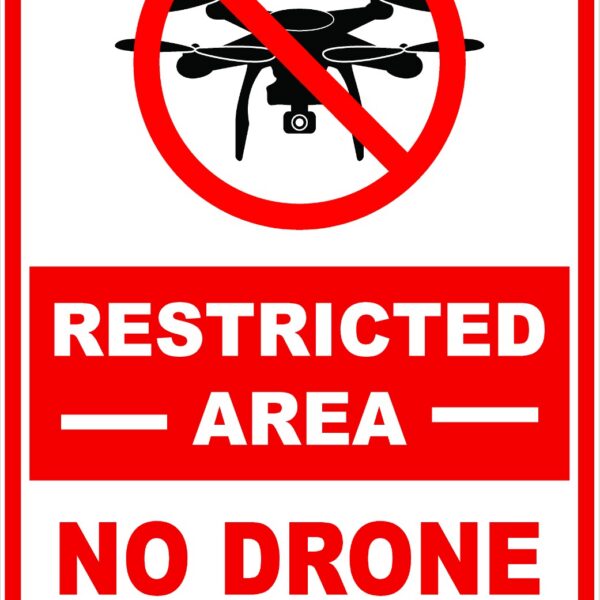 No restricted area no drone zone sign