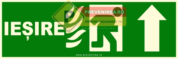 Indicator fotoluminiscent pentru uși de evacuare - vizibilitate în întuneric total
