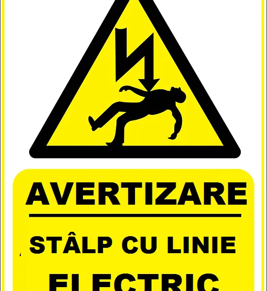 Placuta pentru stalp cu linie electric