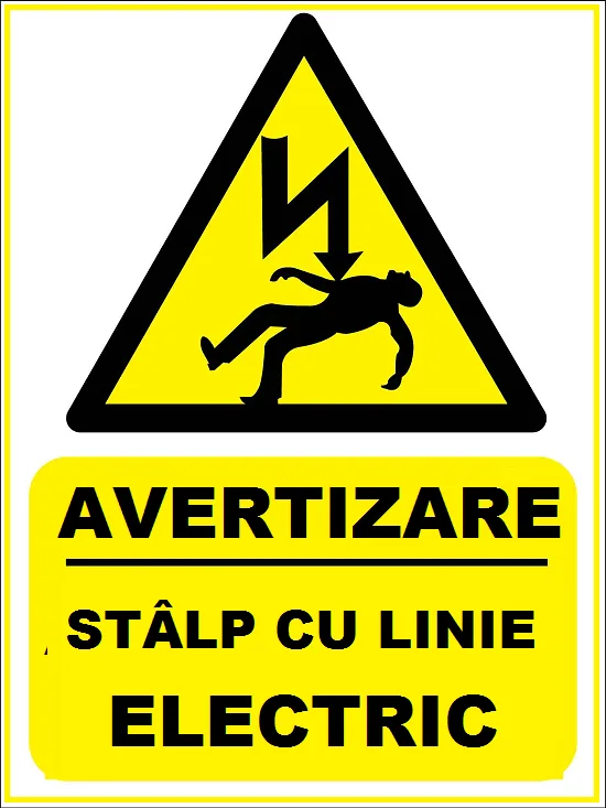 Placuta pentru stalp cu linie electric