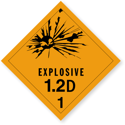 Etichetă Exploziv 1.2D - Etichete ADR Profesionale pentru Explozivi