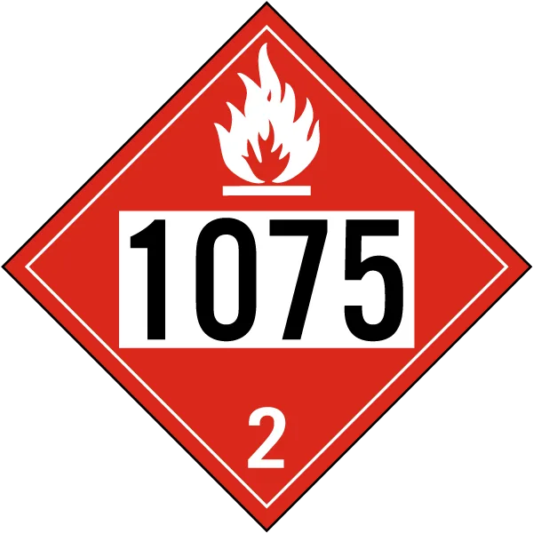Placuta cu nr 1075 pentru gaz inflamabil clasa 2