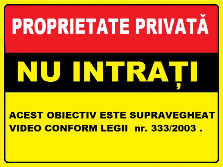 Placuta pentru proprietate privata nu intrati obiectiv video
