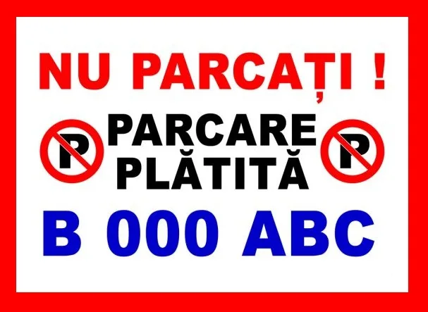 Placuta nu parcati parcare platita personalizata