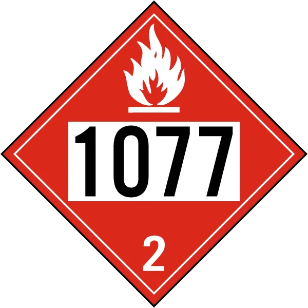 Placuta cu nr 1077 pentru gaz inflamabil clasa 2