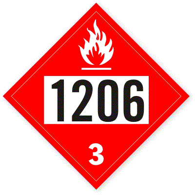 Etichetă ADR UN 1206 - Clasa 3 Lichide Inflamabile