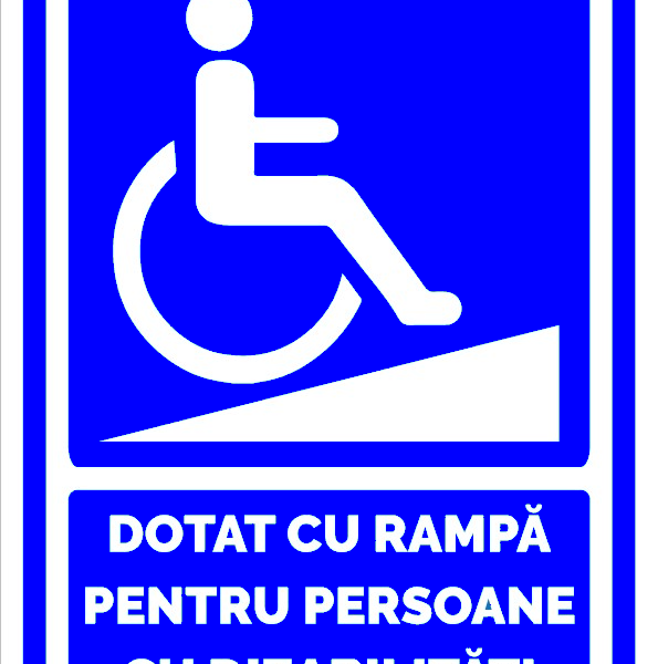 Indicator dotat cu rampa pentru persoane cu dizabilitati