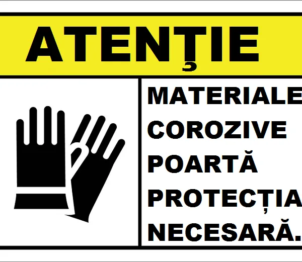 Placuta pentru materiale corozive poarta protectia necesara
