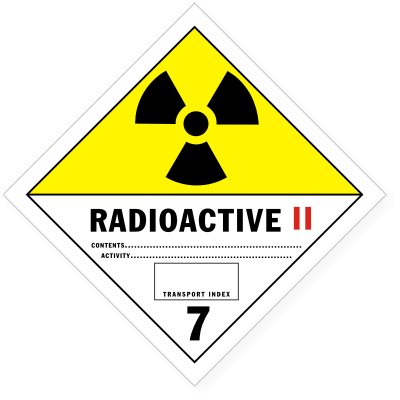 Etichetă Radioactivă 2 Clasa 7 - Conform ADR pentru Transport Substanțe Radioactive