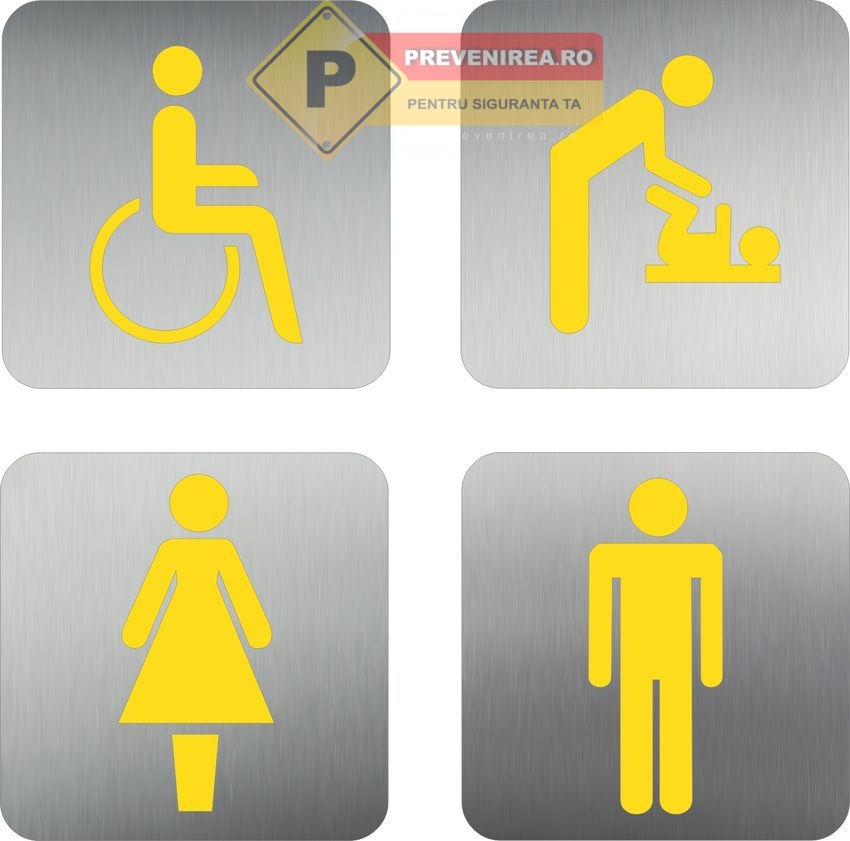 Plăcuțe tactile pentru nevăzători cu text Braille și simboluri