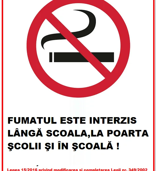 Placuta fumatul interzis langa scoala si in scoala