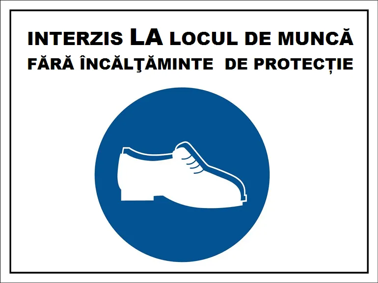 Placuta interzis la locul de munca fara incaltaminte de protectie