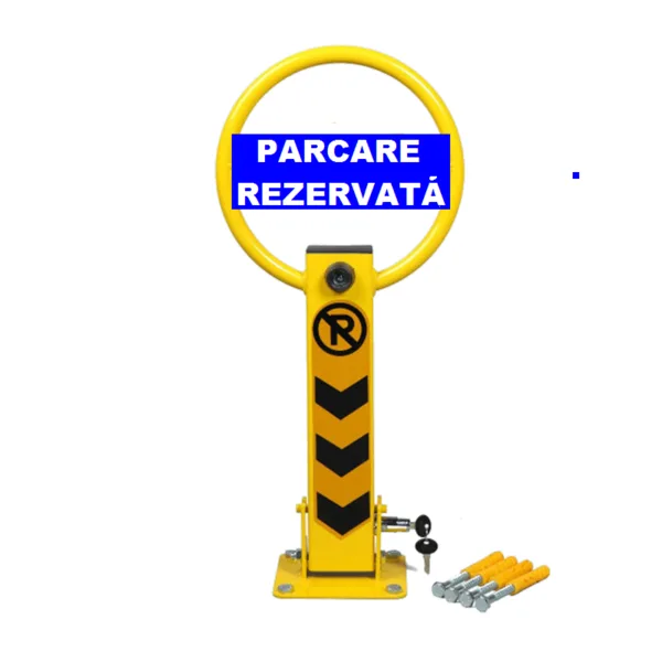 Blocator Parcare Profesional cu Plăcuță Personalizată - Protejează-ți Locul de Parcare