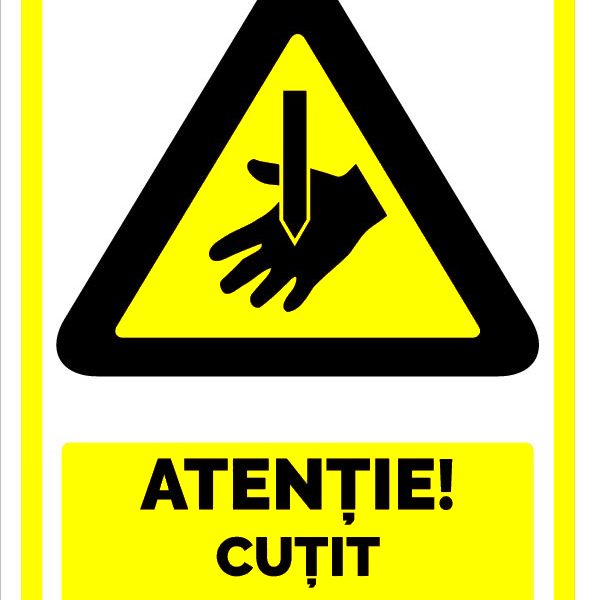 Indicator Atenție Cuțit Neprotejat - Semn de Avertizare pentru Siguranță