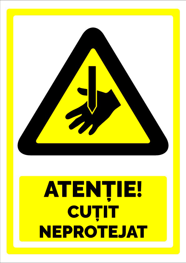 Indicator Atenție Cuțit Neprotejat - Semn de Avertizare pentru Siguranță