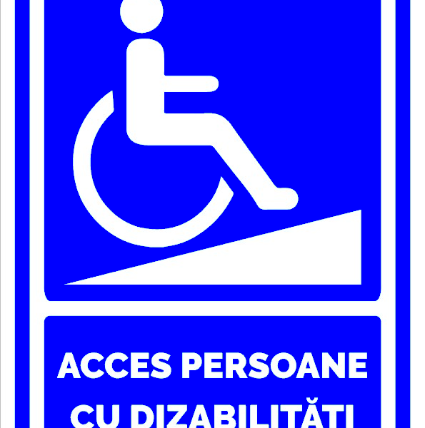 Indicator Acces Persoane cu Dizabilități cu Rampă | Semn Accesibilitate pentru Rampa de Acces