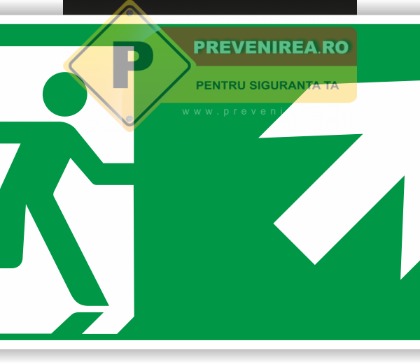 Eticheta „Ieșire Principală Dreapta Sus - Semnalizare Certificată pentru Siguranța Angajaților și Clienților