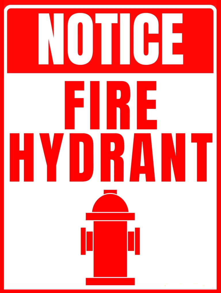 Sign notice fire hydrant