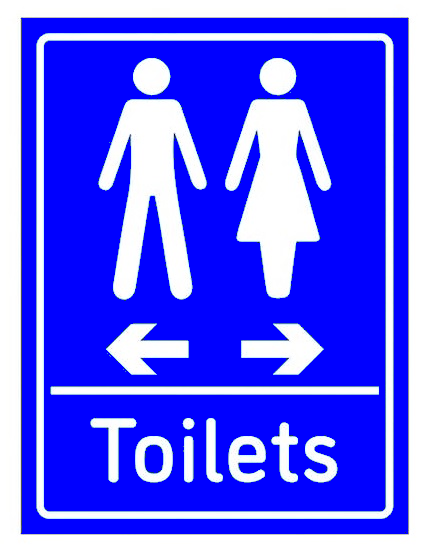 Sign Toilets Arrows Men Left  Women Right
