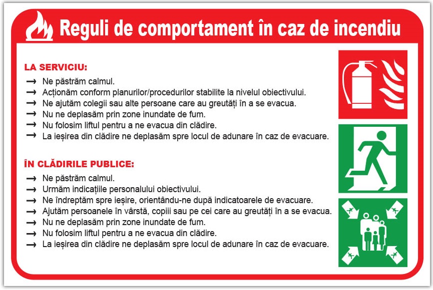 Reguli de comportament in caz de incendiu