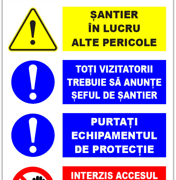 Panou pentru reguli de baza pe santier