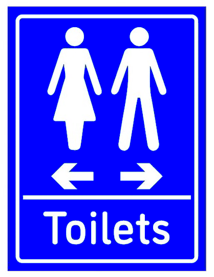 Sign Toilets Arrows Women Left Men Right