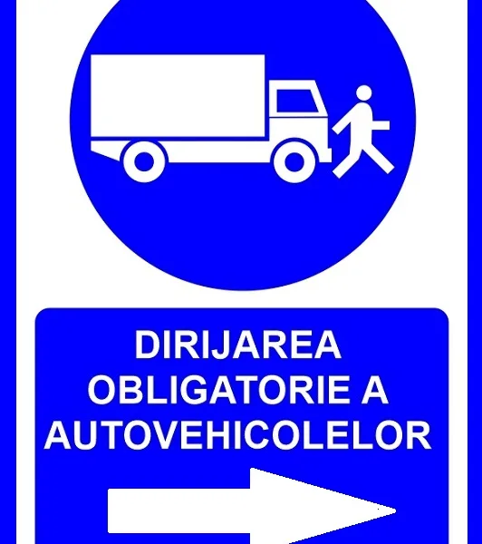 Placuta pentru dirijarea obligatorie a autovehiculelor in dreapta