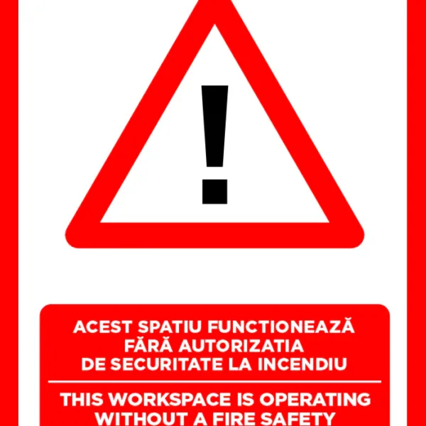 Placuta acest spatiu functioneaza fara autorizatie de securitate la incendiu