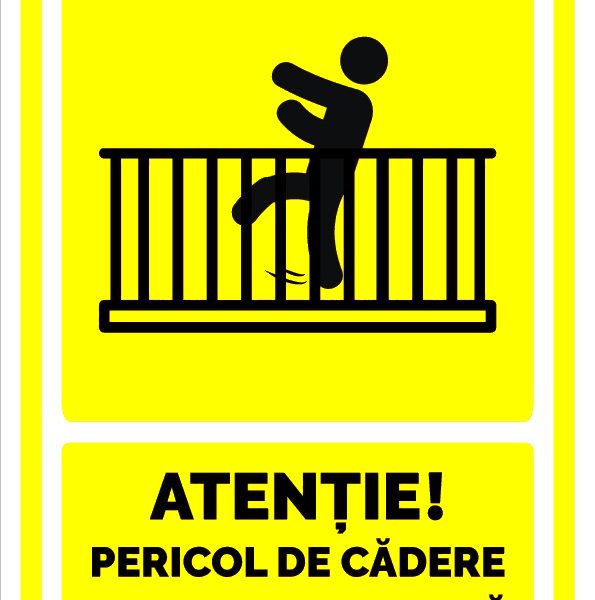 Semn pentru pericol de cadere peste balustrada