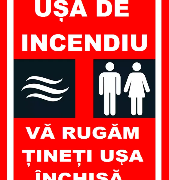 Placuta pentru usa de incendiu va rugam tineti usa inchisa