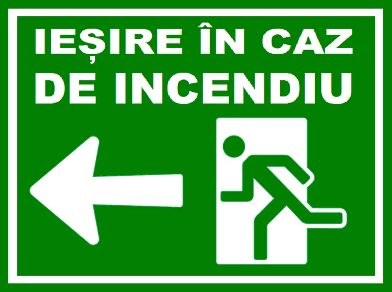 Placuta pentru iesire in caz de incendiu spre stanga