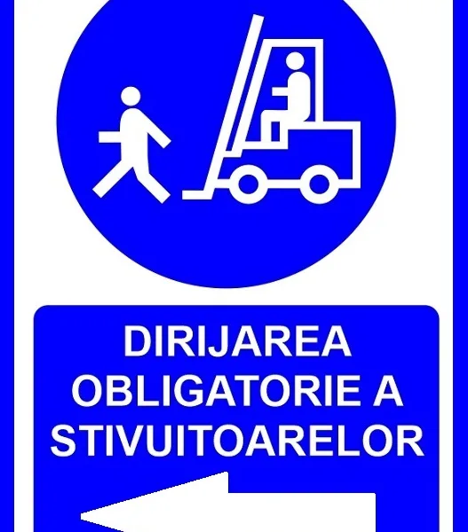 Placuta pentru dirijarea obligatorie a stivuitoarelor prin stanga