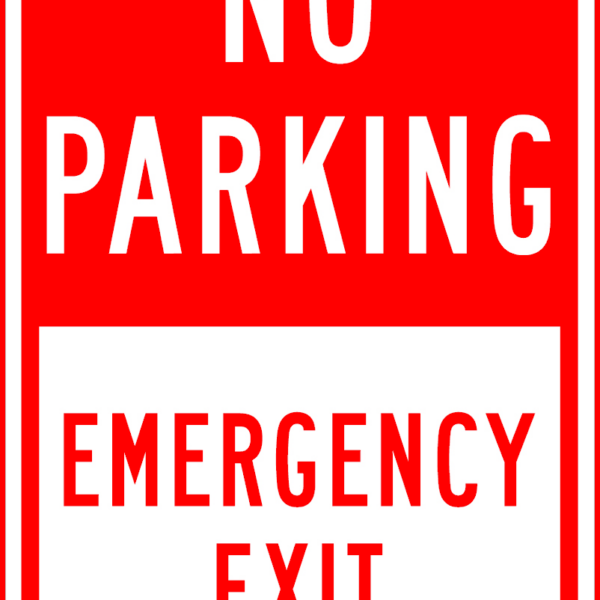 No parking emergency exit signs