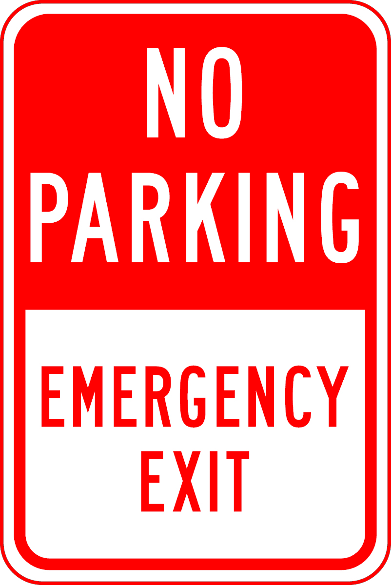 No parking emergency exit signs
