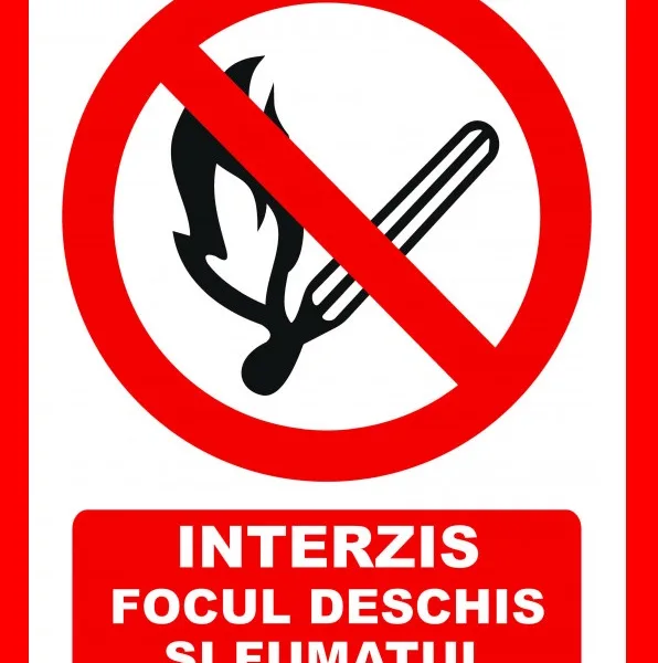 Placuta interzis focul deschis si fumatul