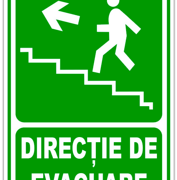 indicator pentru iesire de urgenta scari stanga in sus