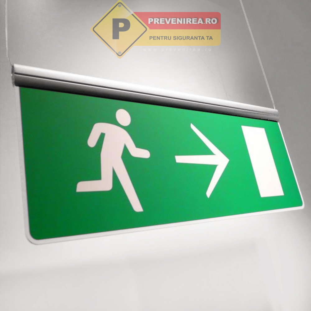 Panou Suspendat pentru Ieșire de Urgență cu Două Fețe și Prindere pentru Tavan