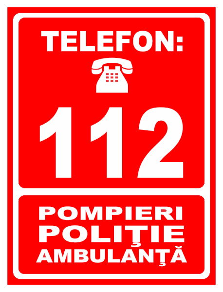 Indicator „Numărul de urgență 112” - Semn informativ de siguranță