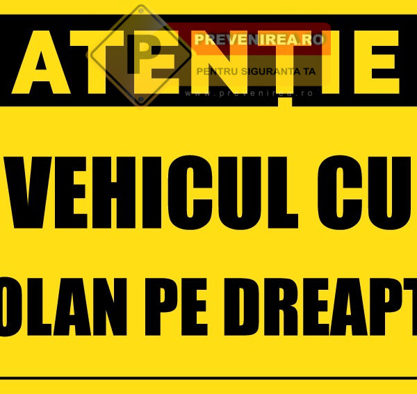 Indicator Atenție Vehicul cu Volan pe Dreapta