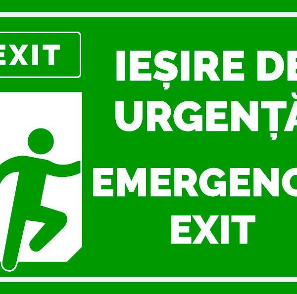 Indicator iesire de urgenta emergency exit stanga