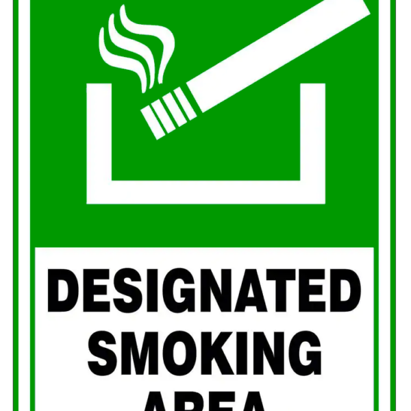 Sign designated smoking area