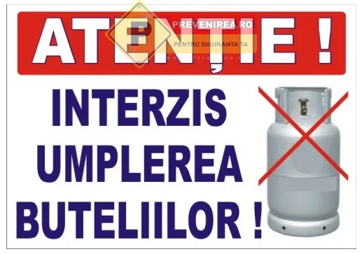 Indicator Atenție Nu încărcăm butelii - Instrucțiuni clare